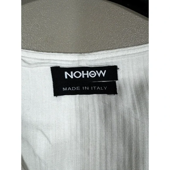 NOHOW Mens Striped Linen Blend Waistcoat Vest Made in Italy White Tan TG 48 - Picture 2 of 8